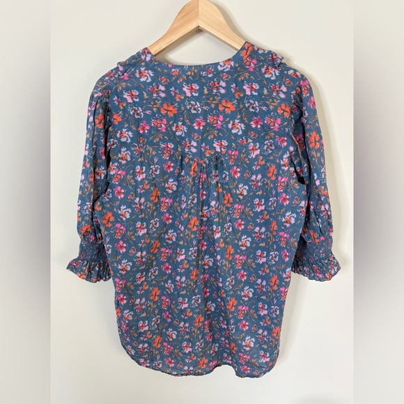 Sundance Floral Ruffle 3/4 Sleeve High-Low Top size Medium - Picture 2 of 7